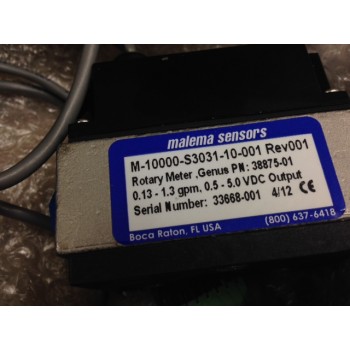 MALEMA Sensors M-10000-S3031-10-001 Rotary Meter 0.13-1.3gpm, 0-5.0 VDC Output